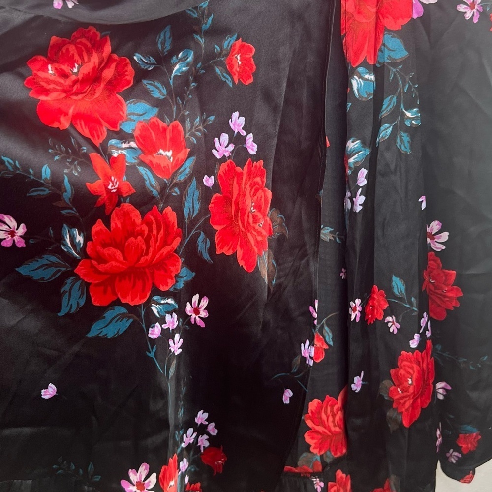 Free People Warm Hearts Lace & Satin Midi Dress, Black Multi size XS NWT - Picture 7 of 8